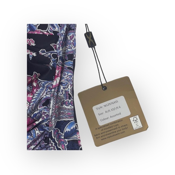 new Nip Tuck Swim ✿ Tummy Control One Piece Swimsuit ✿ Black Floral Paisley ✿ 6 - Picture 12 of 16